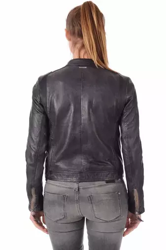 women's black lambskin leather biker jacket classic moto zip style superior