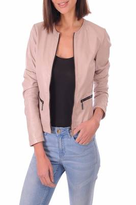 women's pink lambskin leather biker jacket classic moto zip style 1