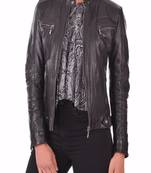 women's genuine lambskin leather biker jacket classic moto zip style authentic