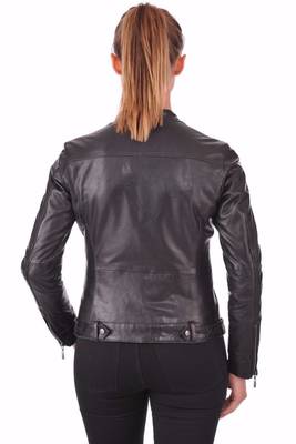 women's genuine lambskin leather biker jacket classic moto zip style authentic 2