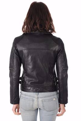 women's genuine lambskin leather biker jacket classic moto zip style genuine 2
