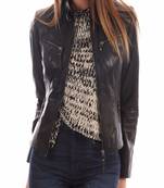 women's genuine lambskin leather biker jacket classic moto zip style superior