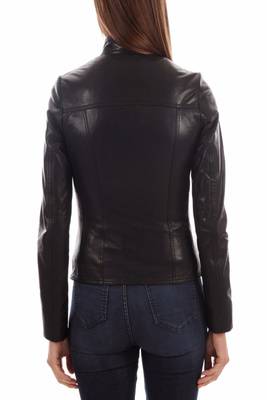 women's genuine lambskin leather biker jacket classic moto zip style superior 2