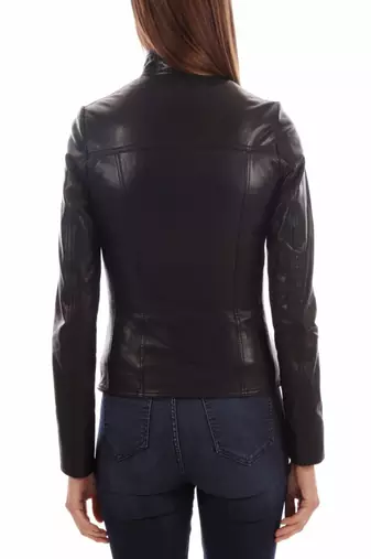 women's genuine lambskin leather biker jacket classic moto zip style superior