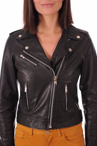 Womens genuine lambskin leather motorcycle slim fit designer ladies biker jacket-c024