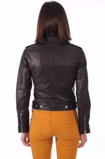 women's genuine lambskin leather biker jacket classic moto zip style refined