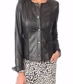 women's genuine lambskin leather biker jacket classic moto zip style elegant