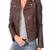 Womens genuine lambskin brown leather motorcycle slim fit ladies biker jacket-c026