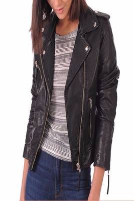 women's black lambskin leather biker jacket classic moto zip style sophisticated 1