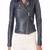 Womens genuine lambskin navy blue leather motorcycle slim fit ladies biker jacket-c029