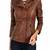 Womens genuine lambskin brown leather motorcycle slim fit ladies biker jacket-c31