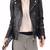 Womens genuine lambskin black leather motorcycle slim fit ladies biker jacket-c32