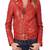 Womens genuine lambskin red leather motorcycle slim fit ladies biker jacket-c34