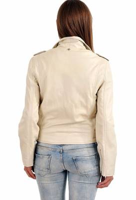 women's cream lambskin leather biker jacket classic moto zip style 2