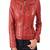Womens genuine lambskin red leather motorcycle slim fit ladies biker jacket-c41