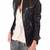 Womens genuine lambskin black leather motorcycle slim fit ladies biker jacket-c42
