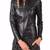 Womens genuine lambskin black leather motorcycle slim fit ladies biker jacket-c44