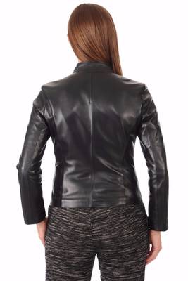 women's black lambskin leather biker jacket classic moto zip style elite 3