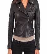 women's black lambskin leather biker jacket classic moto zip style select