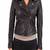 Womens genuine lambskin black leather motorcycle slim fit ladies biker jacket-c46