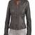 Womens genuine lambskin grey leather motorcycle slim fit ladies biker jacket-c48