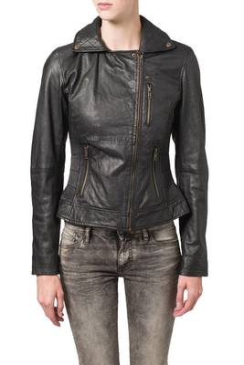 women's black lambskin leather biker jacket classic moto zip style unique 1