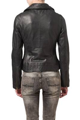 women's black lambskin leather biker jacket classic moto zip style unique 2