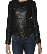 women's black lambskin leather biker jacket classic moto zip style special