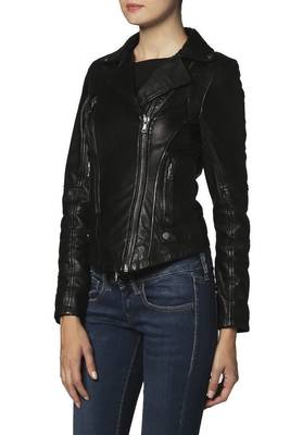 women's black lambskin leather biker jacket classic moto zip style special 3