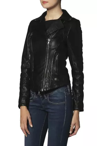 women's black lambskin leather biker jacket classic moto zip style special