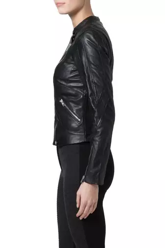 women's black lambskin leather biker jacket classic moto zip style original