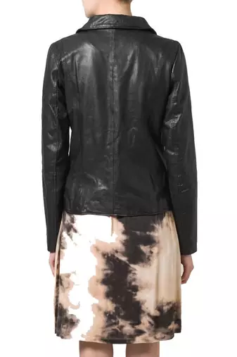 women's black lambskin leather biker jacket classic moto zip style fine