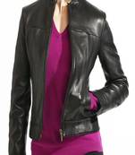women's black lambskin leather biker jacket classic moto zip style pro