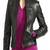 Womens genuine lambskin black leather motorcycle slim fit ladies biker jacket-c57