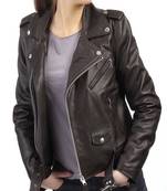 women's black lambskin leather biker jacket classic moto zip style ultimate