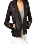women's black lambskin leather biker jacket classic moto zip style advanced