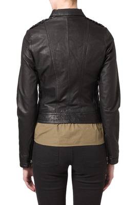 women's black lambskin leather biker jacket classic moto zip style featured 2