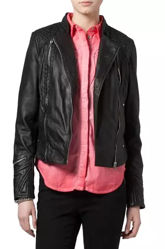 Womens genuine lambskin black leather motorcycle slim fit ladies biker jacket-c62