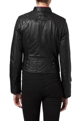 women's black lambskin leather biker jacket classic moto zip style premium exclusive 2