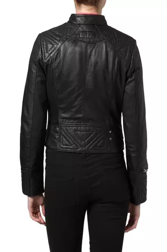 women's black lambskin leather biker jacket classic moto zip style premium exclusive