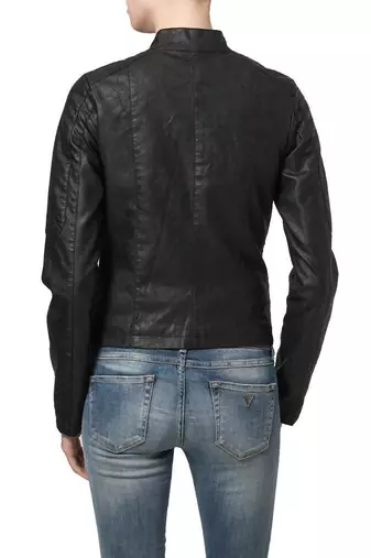 women's black lambskin leather biker jacket classic moto zip style premium modern