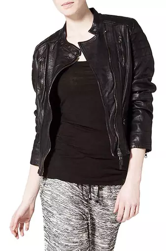 women's black lambskin leather biker jacket classic moto zip style premium stylish