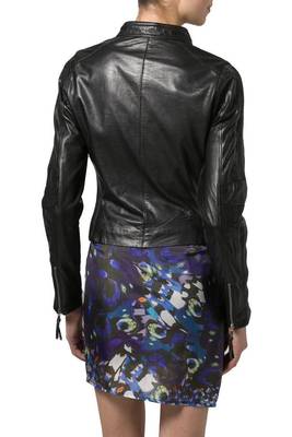 women's black lambskin leather biker jacket classic moto zip style premium authentic 2