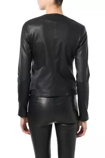 women's black lambskin leather biker jacket classic moto zip style premium genuine