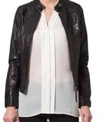 women's black lambskin leather biker jacket classic moto zip style premium superior