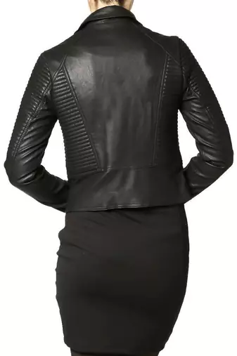 women's black lambskin leather biker jacket classic moto zip style premium elegant