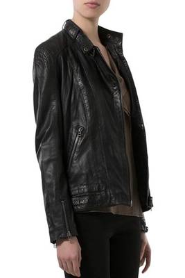 women's black lambskin leather biker jacket classic moto zip style premium sophisticated 2