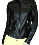 women's black lambskin leather biker jacket classic moto zip style premium classic