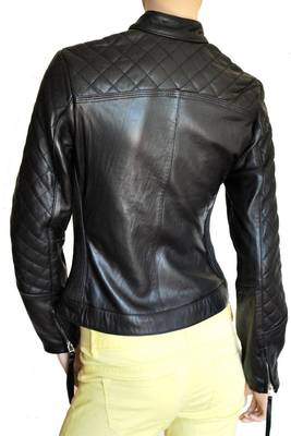 women's black lambskin leather biker jacket classic moto zip style premium classic 2