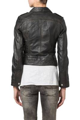 women's black lambskin leather biker jacket classic moto zip style premium versatile 3